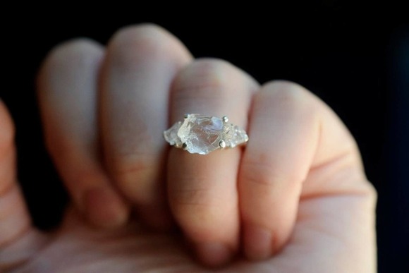 COPY - Alternative Engagement Ring Raw rustic Boho Promise Ring dainty u… - Picture 1 of 9